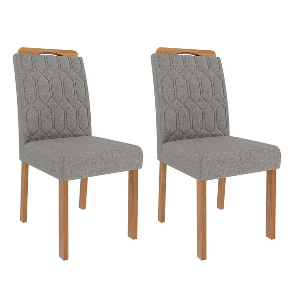 Cadeiras Kit 2 Cadeiras Paola Wood Linho Madeira/Grafite - Cimol