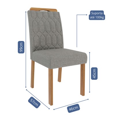 Cadeiras Kit 2 Cadeiras Paola Wood Linho Madeira/Grafite - Cimol