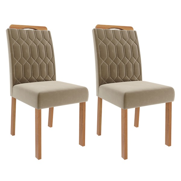 Cadeiras Kit 2 Cadeiras Paola Wood Suede Madeira/Joli - Cimol