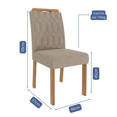 Cadeiras Kit 2 Cadeiras Paola Wood Linho Madeira/Bege - Cimol