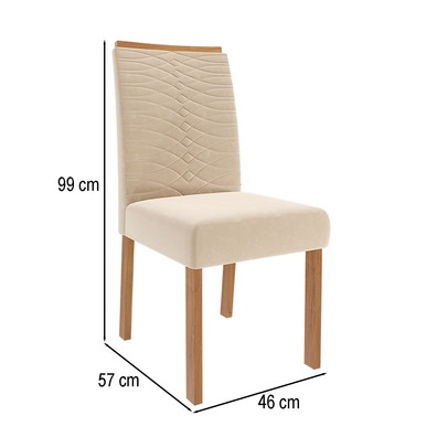 Cadeiras Kit 2 Cadeiras Clarice Wood Suede Madeira/Nude - Cimol
