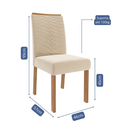 Cadeiras Kit 2 Cadeiras Clarice Wood Suede Madeira/Nude - Cimol