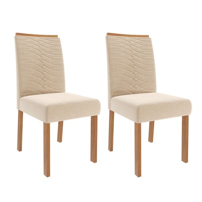Cadeiras Kit 2 Cadeiras Clarice Wood Suede Madeira/Nude - Cimol