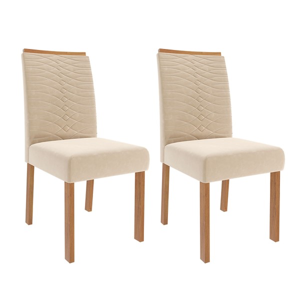 Cadeiras Kit 2 Cadeiras Clarice Wood Suede Madeira/Nude - Cimol