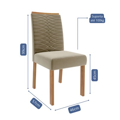 Cadeiras Kit 2 Cadeiras Clarice Wood Suede Madeira/Joli - Cimol