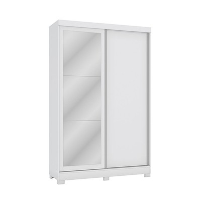 Guarda-Roupa Solteiro Cb01 2 Portas 2 Gavetas com Espelho Branco - Kappesberg