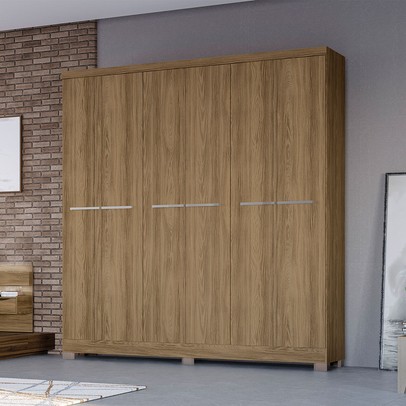 Guarda-Roupa Casal E530 6 Portas 2 Gavetas Nogueira - Kappesberg