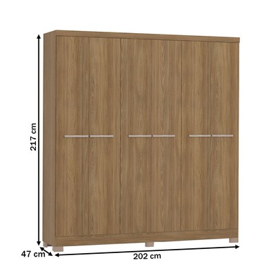 Guarda-Roupa Casal E530 6 Portas 2 Gavetas Nogueira - Kappesberg