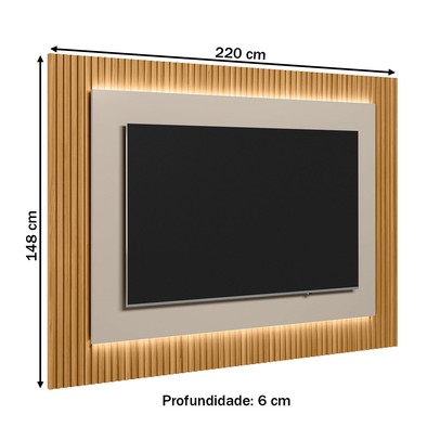 Painel para TV Até 70 Polegadas São Paulo 2.2 Ripado com Led Tauari/Off White - Linea Brasil