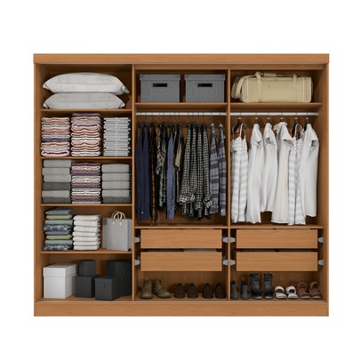 Guarda-Roupa Casal 5 Portas 4 Gavetas N564 Canela - Kappesberg