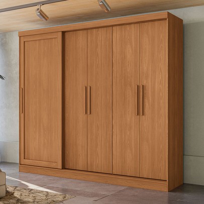 Guarda-Roupa Casal 5 Portas 4 Gavetas N564 Canela - Kappesberg