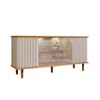 Balcão Buffet Janice 4 Portas com Vidro Ripado Nature/Off White - Cimol