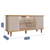 Balcão Buffet Janice 4 Portas com Vidro Ripado Nature/Off White - Cimol
