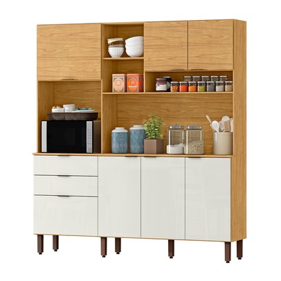 Cozinha Compacta Boreal 7 Portas 2 Gavetas Marrocos/Off White - Mx Móveis