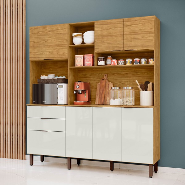 Cozinha Compacta Boreal 7 Portas 2 Gavetas Marrocos/Off White - Mx Móveis