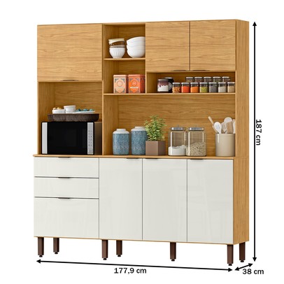 Cozinha Compacta Boreal 7 Portas 2 Gavetas Marrocos/Off White - Mx Móveis