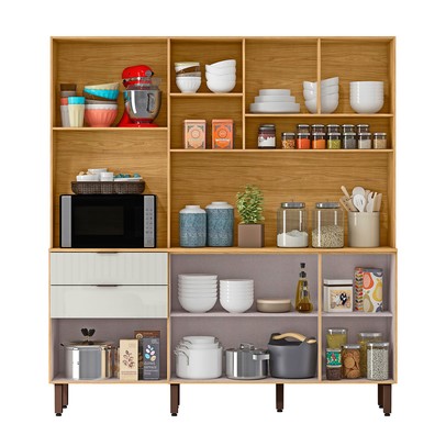 Cozinha Compacta Boreal 7 Portas 2 Gavetas Marrocos/Off White - Mx Móveis