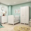 Quarto de Bebê Completo Junior Uli 3 Portas 7 Gavetas 100% Mdf Branco Brilho - Móveis Peroba