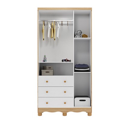 Quarto de Bebê Completo Junior Uli 3 Portas 7 Gavetas 100% Mdf Branco Brilho/Amêndoa - Móveis Peroba