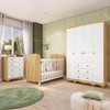 Quarto de Bebê Completo Junior Uli 4 Portas 7 Gavetas 100% Mdf Branco Brilho/Amêndoa - Móveis Peroba