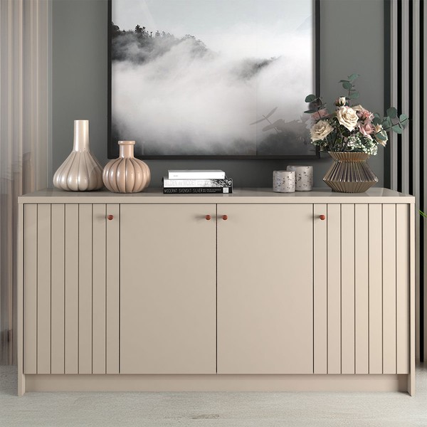 Balcão Buffet Lia 4 Portas 3 Prateleiras Off White - Cimol