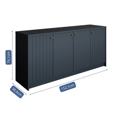 Balcão Buffet Lia 4 Portas 3 Prateleiras Chumbo - Cimol