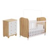 Quarto de Bebê Completo Junior Uli Cômoda 4 Gavetas 100% Mdf Branco Brilho/Amêndoa - Móveis Peroba