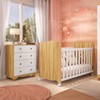 Quarto de Bebê Completo Junior Uli Cômoda 4 Gavetas 100% Mdf Branco Brilho/Amêndoa - Móveis Peroba