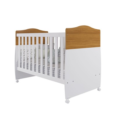Berço Mini Cama Conforto 100% Mdf Nature/Branco - Permóbili