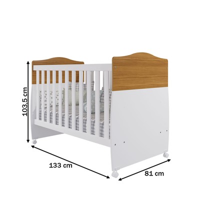 Berço Mini Cama Conforto 100% Mdf Nature/Branco - Permóbili