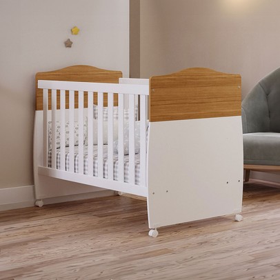 Berço Mini Cama Conforto 100% Mdf Nature/Branco - Permóbili