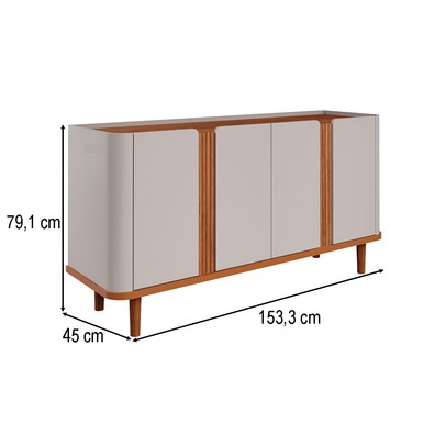 Balcão Buffet Eva 4 Portas 2 Prateleiras Off White/Cinamomo - Cimol