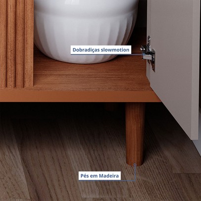 Balcão Buffet Eva 4 Portas 2 Prateleiras Off White/Cinamomo - Cimol