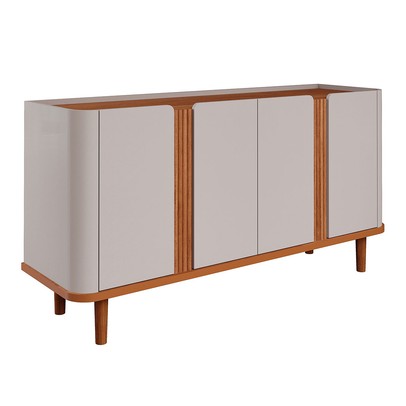 Balcão Buffet Eva 4 Portas 2 Prateleiras Off White/Cinamomo - Cimol