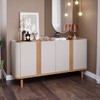Balcão Buffet Eva 4 Portas 2 Prateleiras Off White/Nature - Cimol