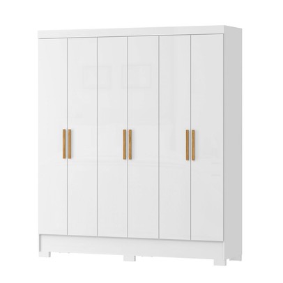 Guarda-Roupa Casal Gliese 6 Portas 2 Gavetas Branco Neve - Mx Móveis