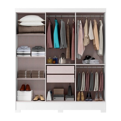 Guarda-Roupa Casal Gliese 6 Portas 2 Gavetas Branco Neve - Mx Móveis
