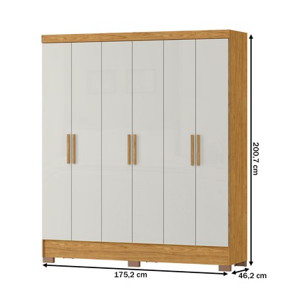 Guarda-Roupa Casal Gliese 6 Portas 2 Gavetas Marrocos/Off White - Mx Móveis