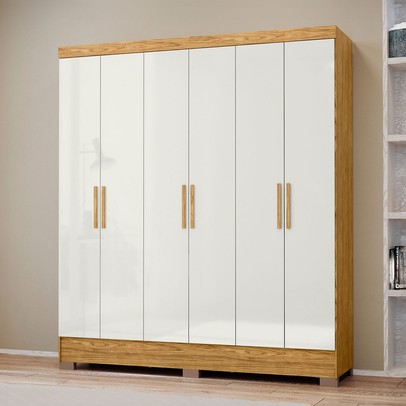 Guarda-Roupa Casal Gliese 6 Portas 2 Gavetas Marrocos/Off White - Mx Móveis