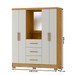 Guarda-Roupa Casal Capella 4 Portas 3 Gavetas com Espelho Marrocos/Off White - Mx Móveis