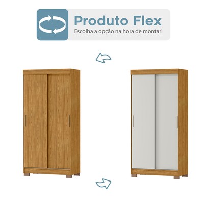 Guarda-Roupa Solteiro Antares 2 Portas 2 Gavetas Flex Marrocos/Off White - Mx Móveis