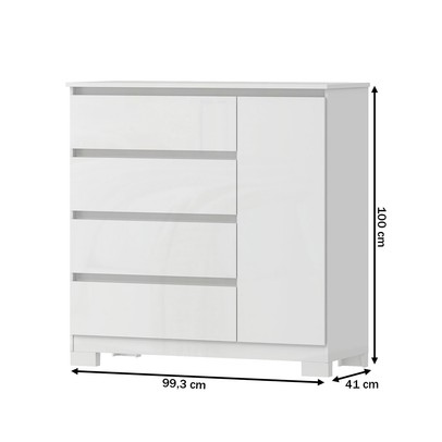Cômoda Vega 1 Porta 4 Gavetas Branco Neve - Mx Móveis
