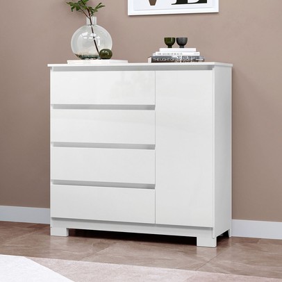 Cômoda Vega 1 Porta 4 Gavetas Branco Neve - Mx Móveis