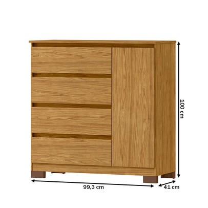 Cômoda Vega 1 Porta 4 Gavetas Marrocos/Off White - Mx Móveis