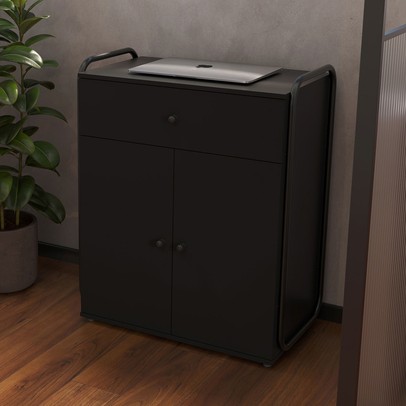 Armário para Escritório 2 Portas 1 Gaveta Preto - Art Panta