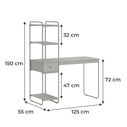 Mesa Escrivaninha Criare 1 Gaveta 3 Prateleiras Preto - Art Panta