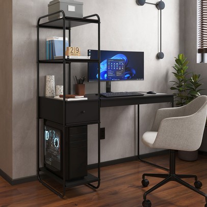 Mesa Escrivaninha Criare 1 Gaveta 3 Prateleiras Preto - Art Panta