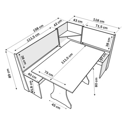 Canto Alemão Romeo 6 Lugares Mel/Marfim - Viero Móveis