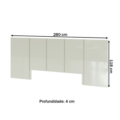 Cabeceira Casal King 100% Mdf Tw160 Off White - Pradel