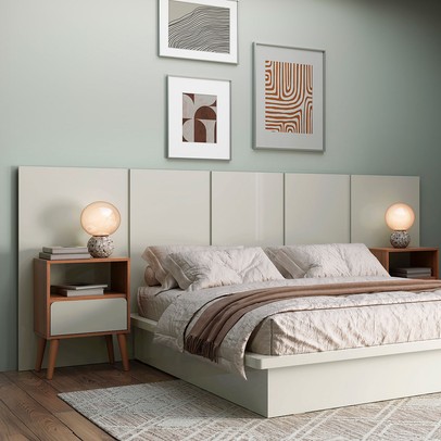 Cabeceira Casal King 100% Mdf Tw160 Off White - Pradel